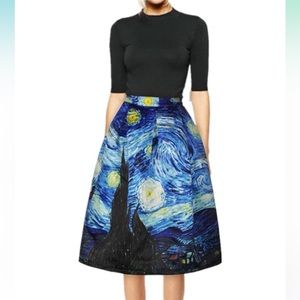 Funcos High Waisted A-Line Pleated Vintage Midi Skirt